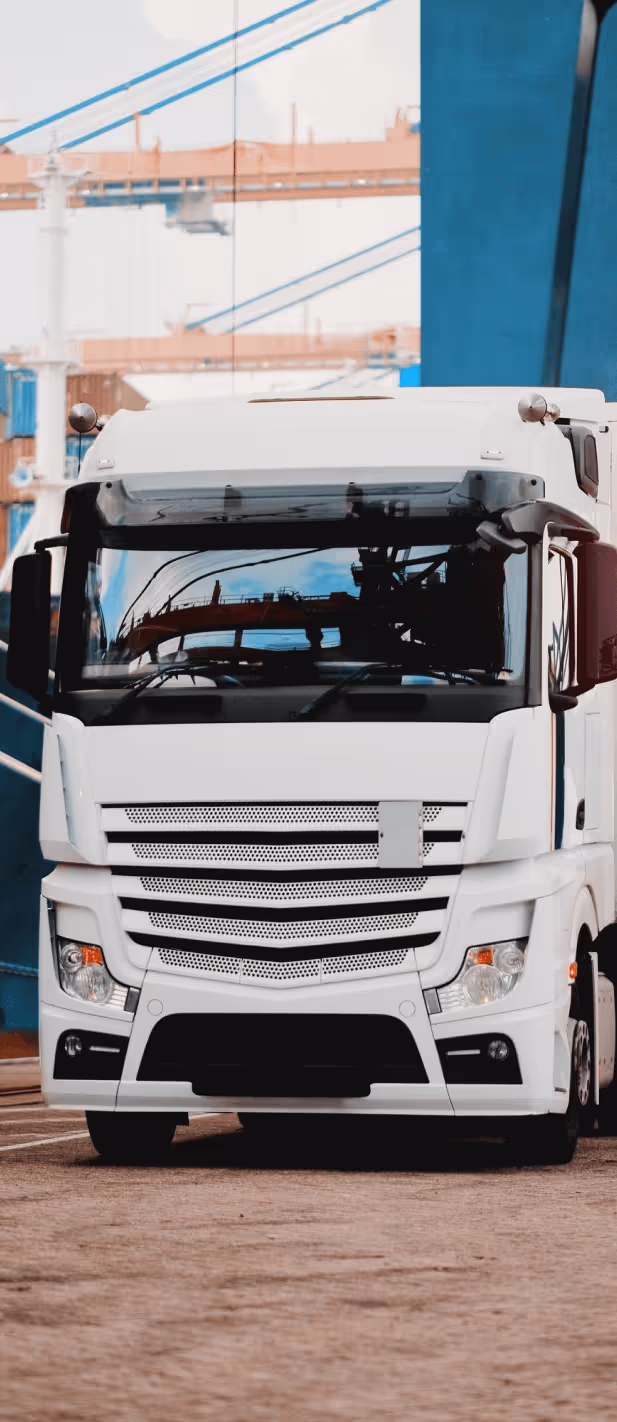 A parked white truck 